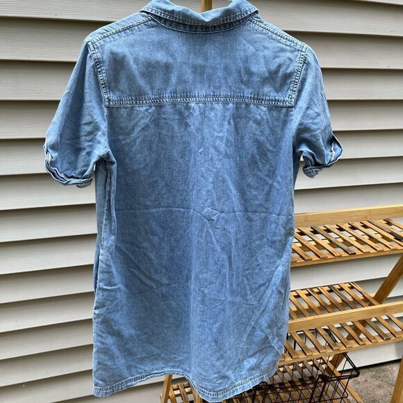 forever 21 woman’s size small Jean short sleeve dress with pockets denim - Picture 2 of 6